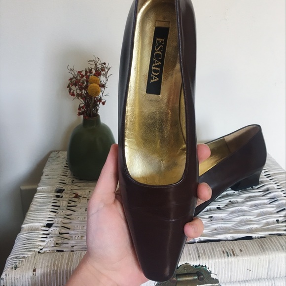 Vintage Escada block heels with square toe - Picture 2 of 4